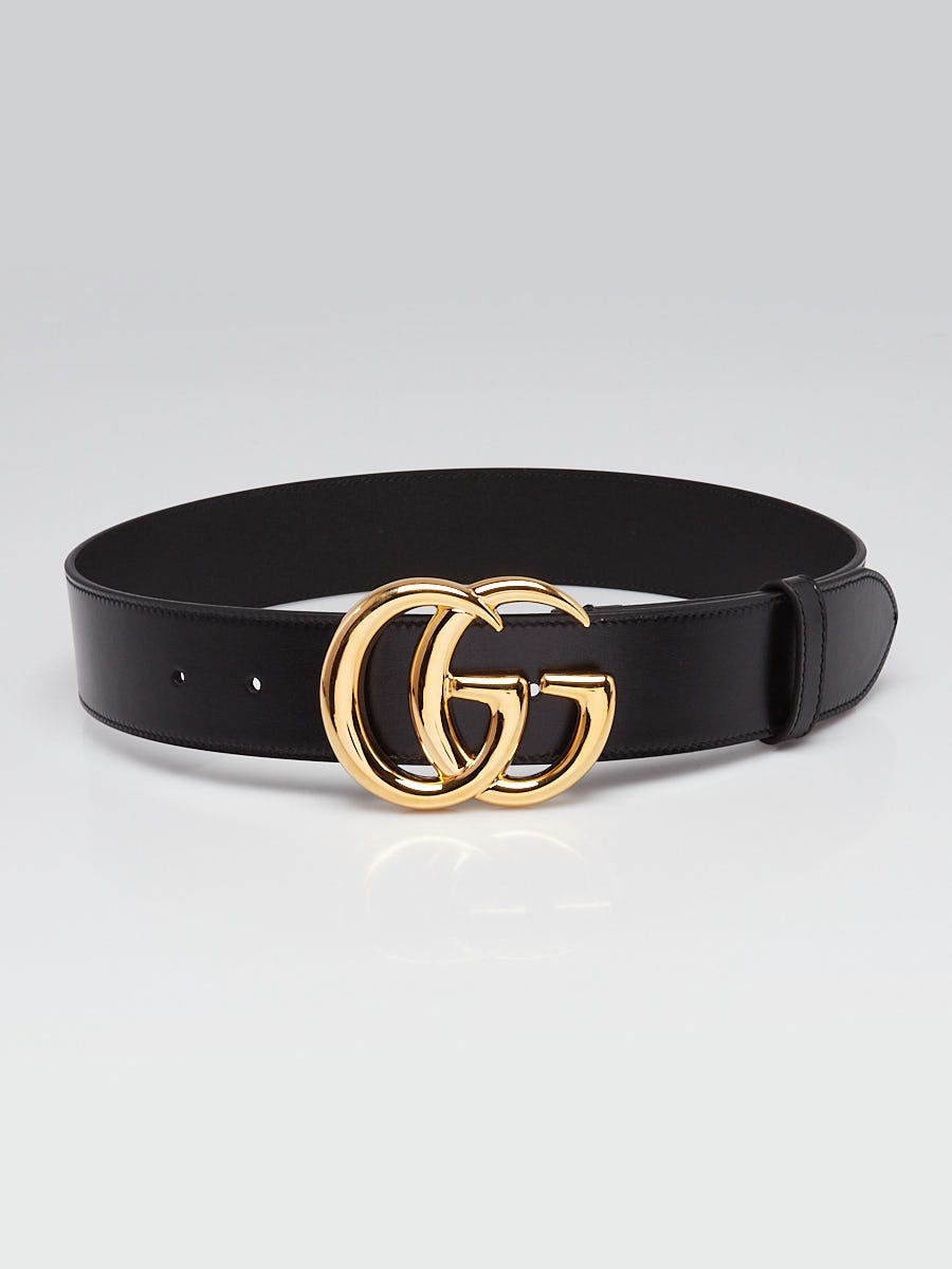 Gucci Black Smooth Leather Double G Belt 70/28
