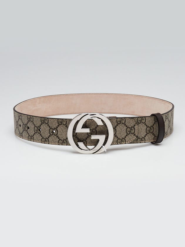 Gucci Beige/Ebony GG Coated Canvas Interlocking G Belt Size 80/32