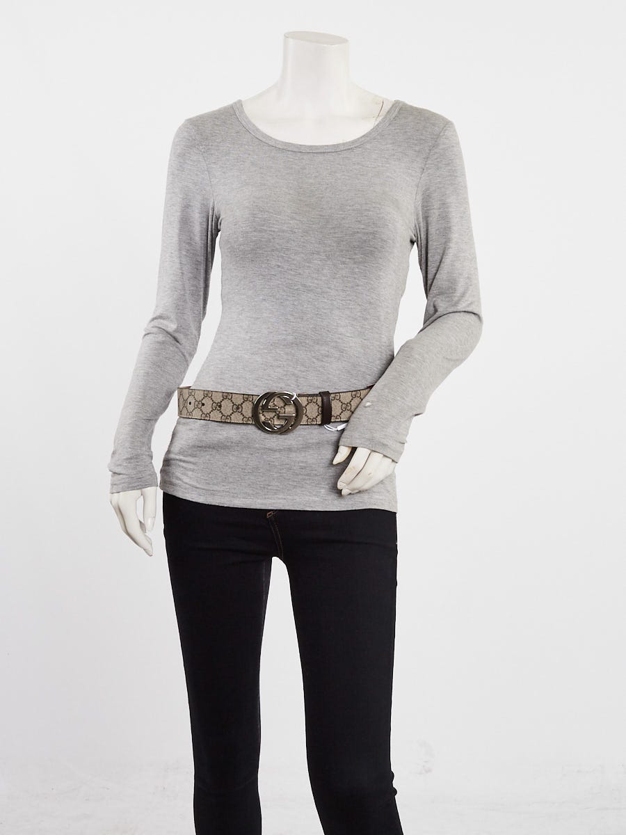 Gucci Beige/Ebony GG Coated Canvas Interlocking G Belt Size 80/32