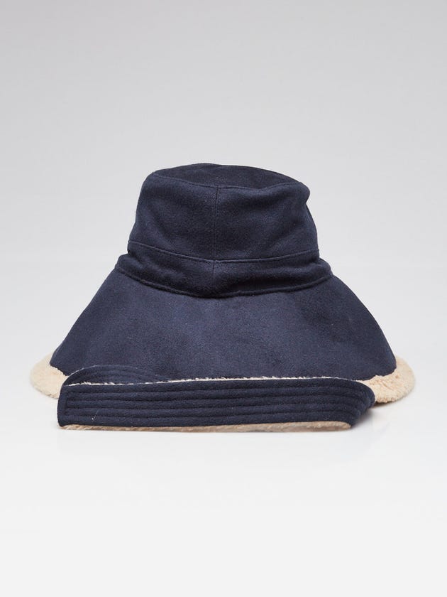 Gucci Blue Wool and Cashmere Blend GG Bucket Hat w/Ties Size S