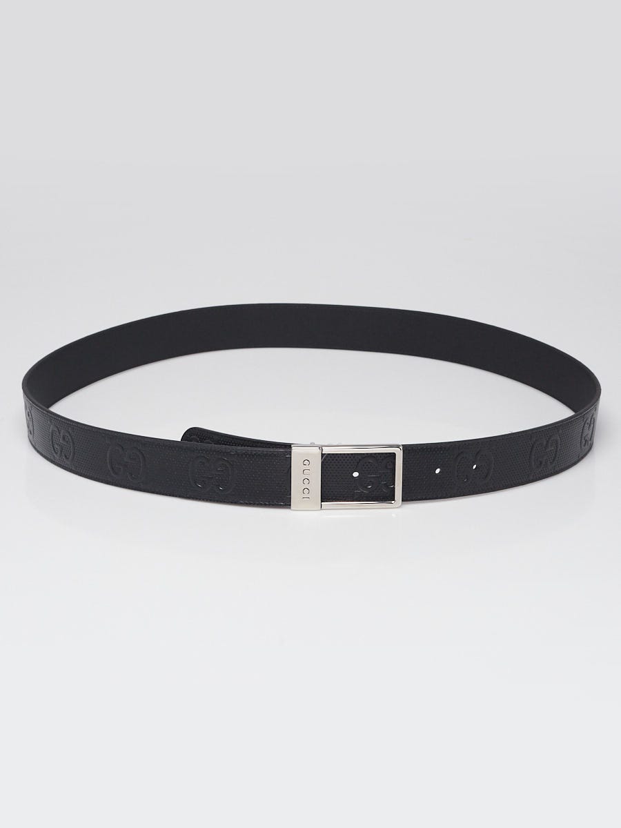 Gucci Black Perforated GG Leather Belt Size 110/44
