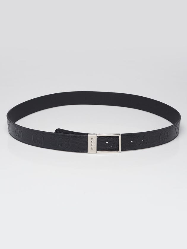 Gucci Black Perforated GG Leather Belt Size 110/44