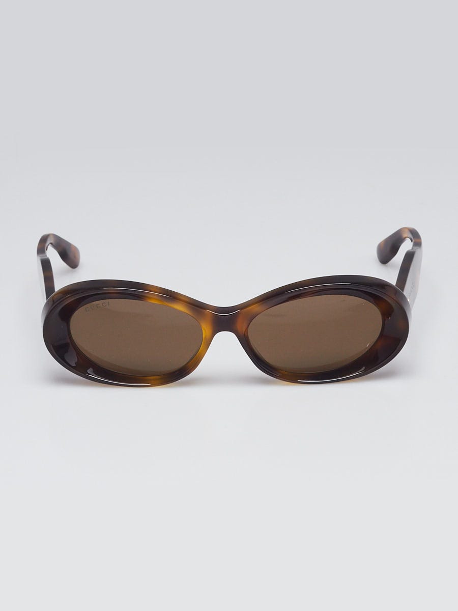 Celine Brown Tortoise Print Acetate Oval Frame Sunglasses- GG1527S