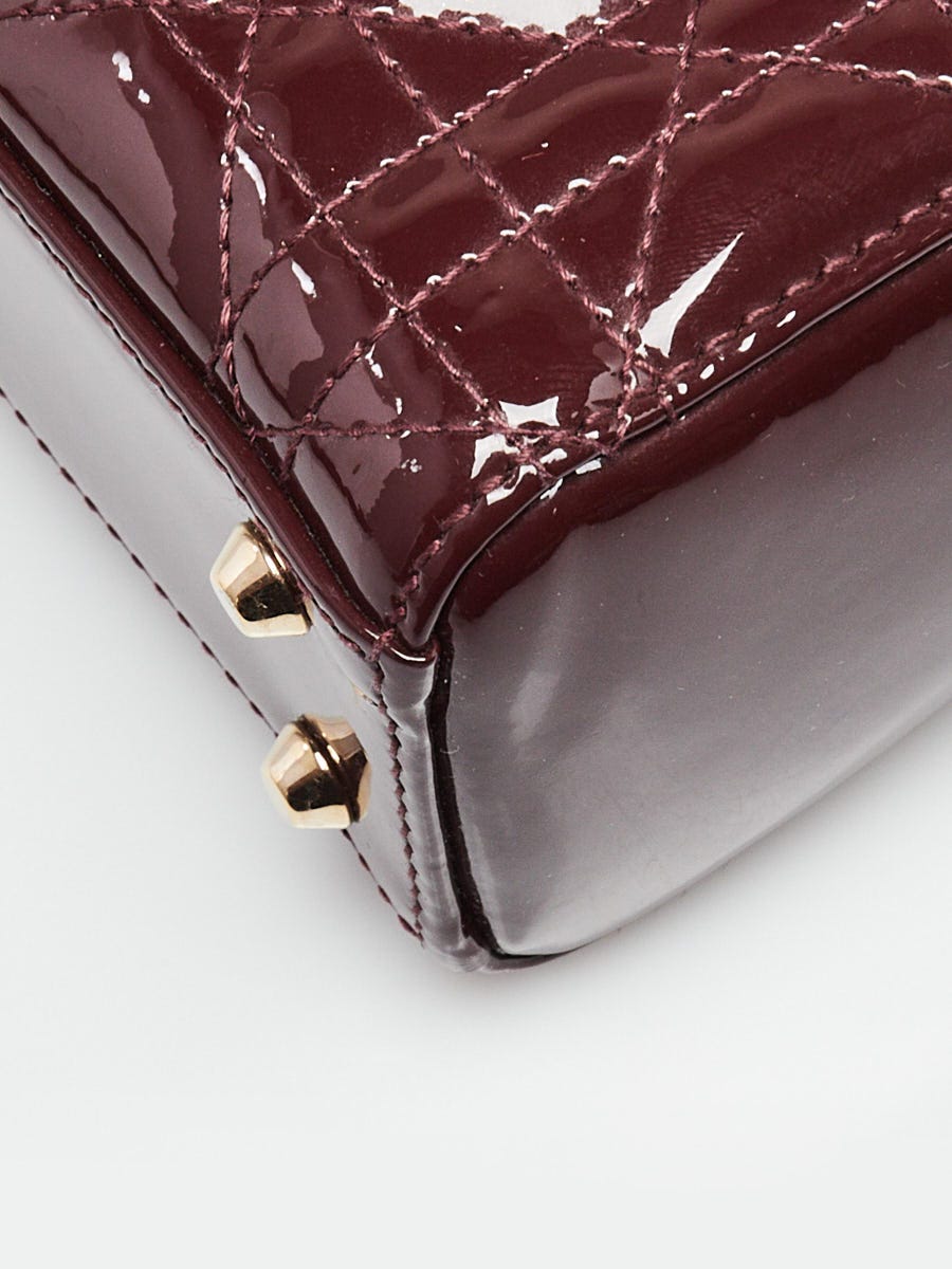 Christian Dior Burgundy Cannage Quilted Patent Leather Mini Lady