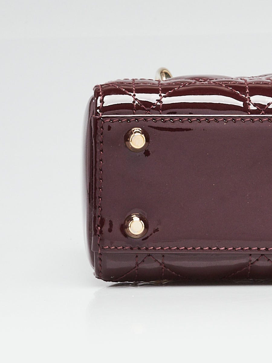Christian Dior Burgundy Cannage Quilted Patent Leather Mini Lady