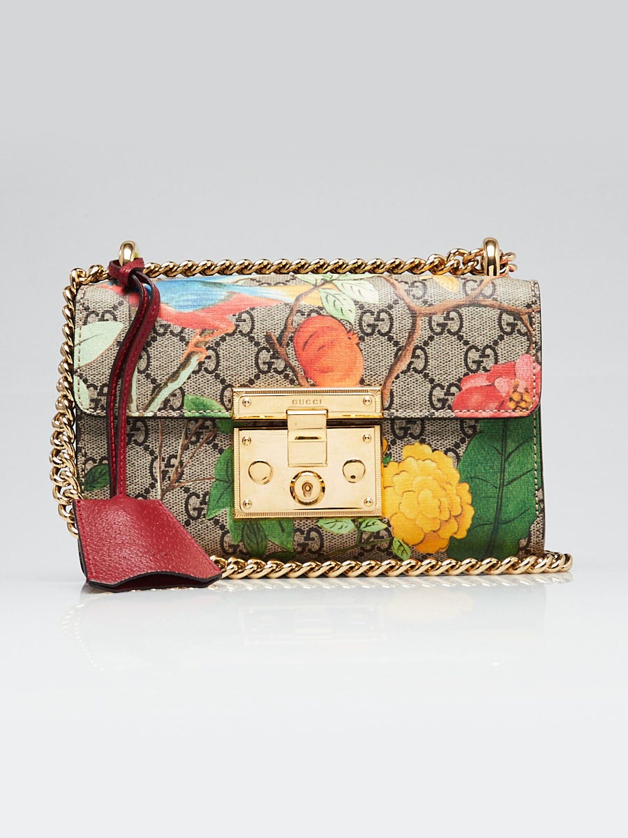 Gucci Beige Multicolore Coated Canvas Tian Padlock Small Shoulder