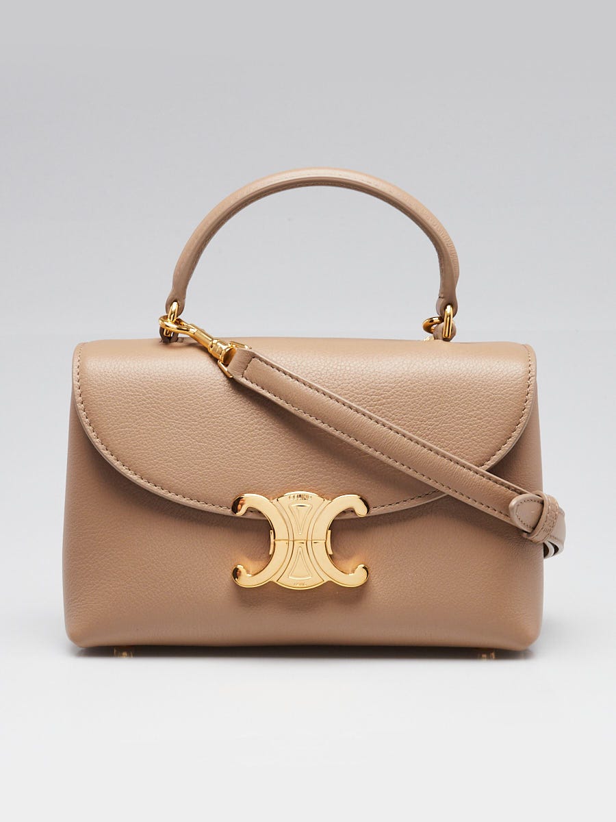 Celine Cappuccino Grained Calfskin Leather Triomphe Teen Nino Bag