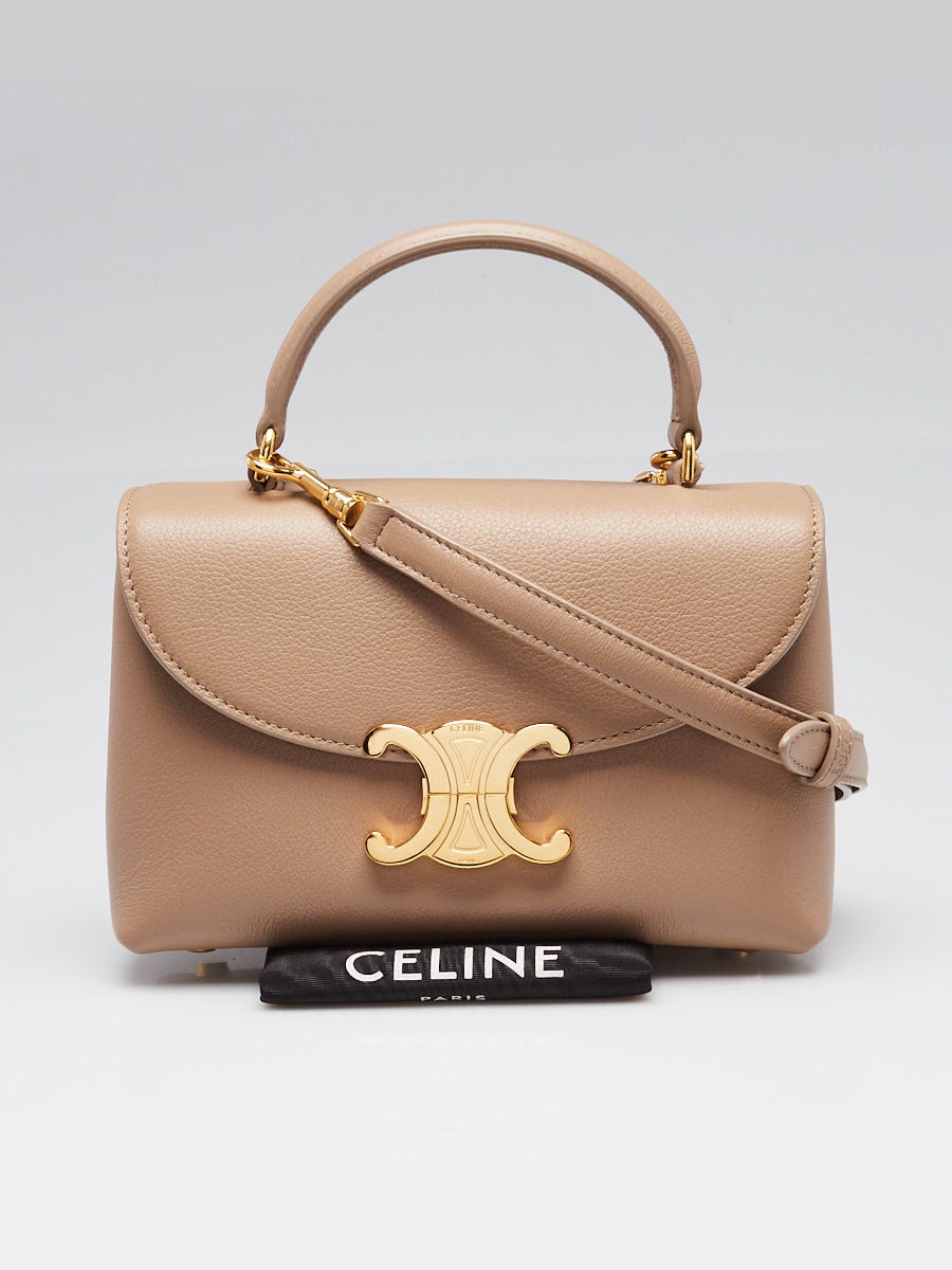 Celine Cappuccino Grained Calfskin Leather Triomphe Teen Nino Bag