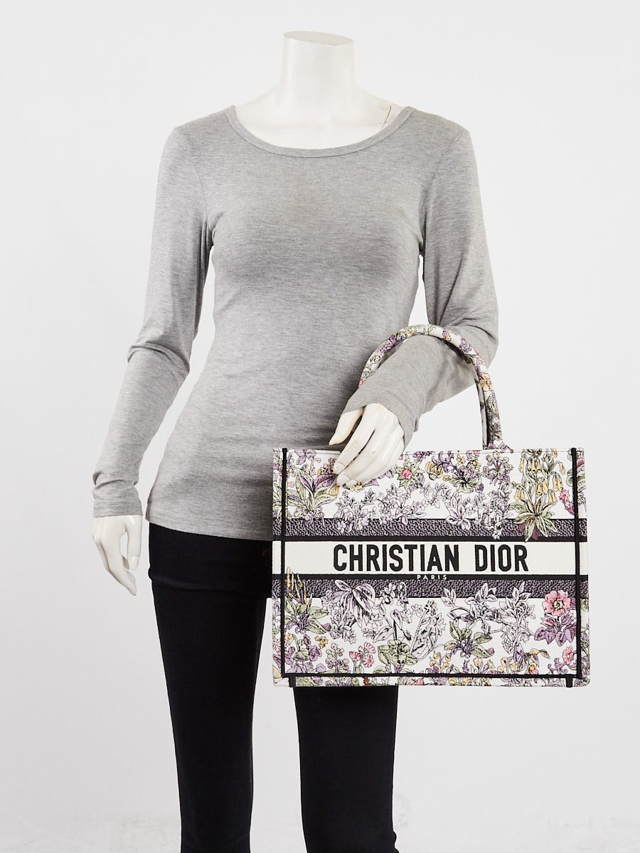 Christian Dior Purple Multicolor Millefiori Embroidery Medium Book Tote Bag