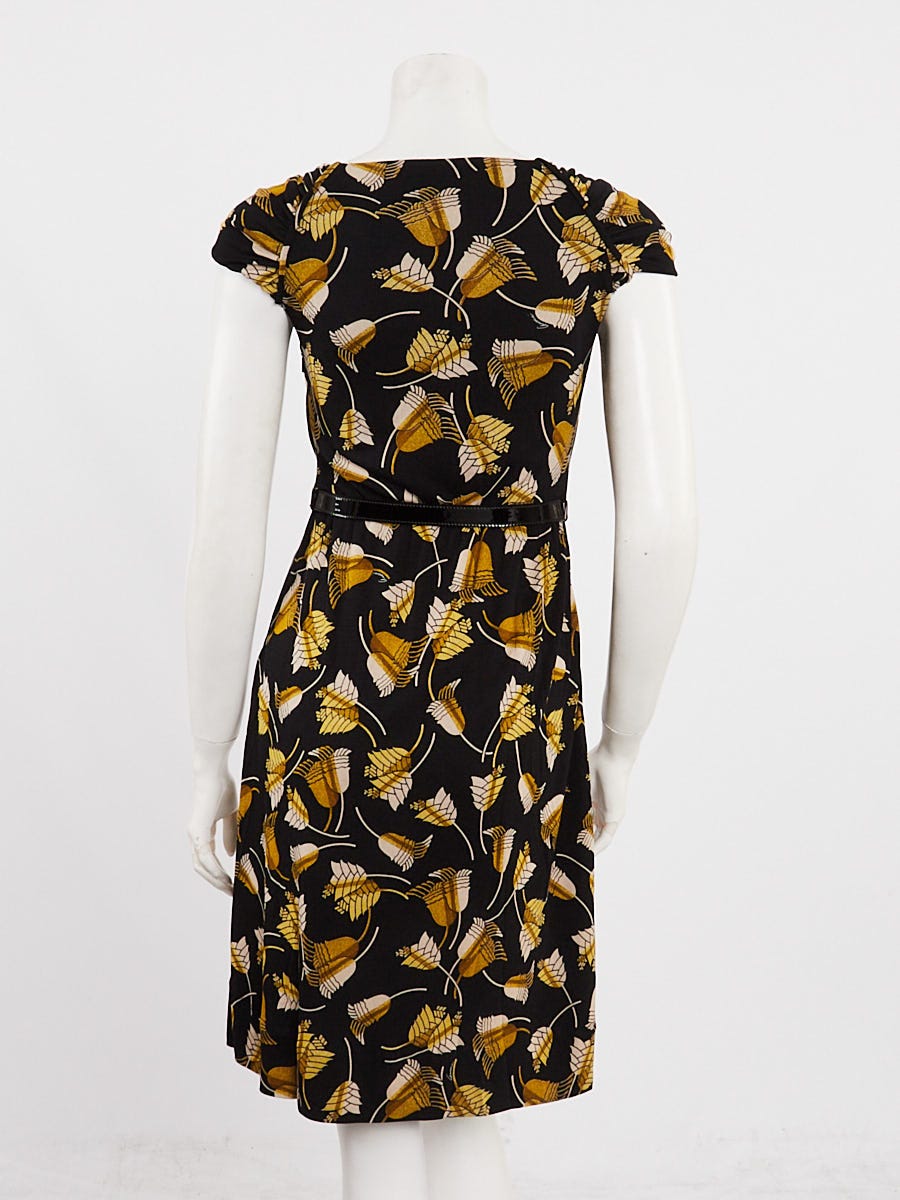 Gucci Black Silk Belted Cap Sleeve Mini Dress Size XS