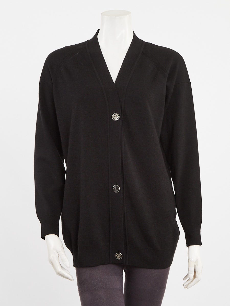 Hermes Black Silk/Cashmere Blend Cardigan Size 0/32 | Yoogi's Closet