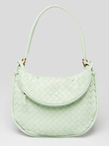 Bottega Veneta Agate Light Green Intrecciato Nappa Leather Medium Gemelli Shoulder Bag
