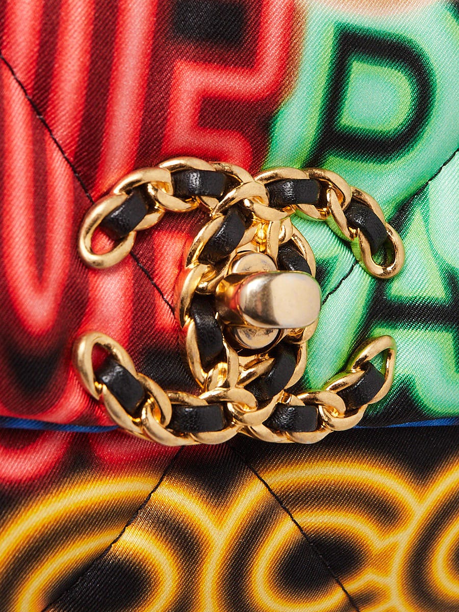 Chanel Black Multicolor Graffiti Print Quilted Fabric Small Chanel