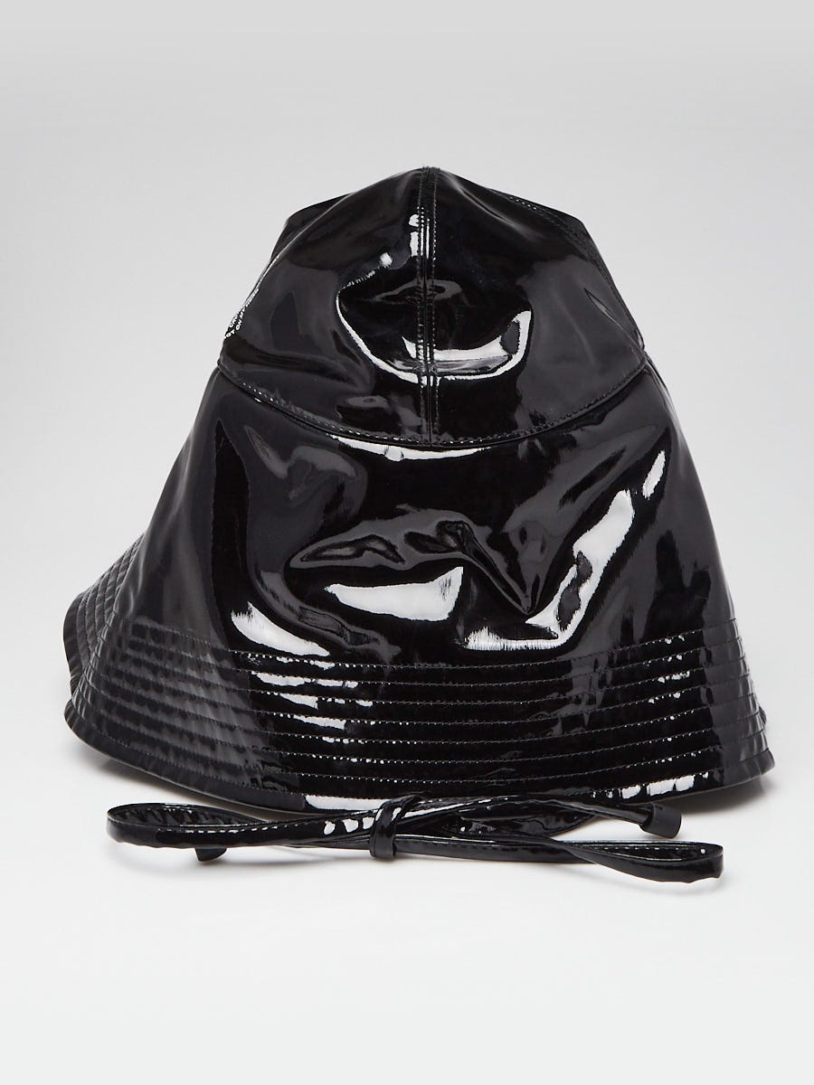 Burberry Black Vinyl Oversized Rain Bucket Hat Size S/M