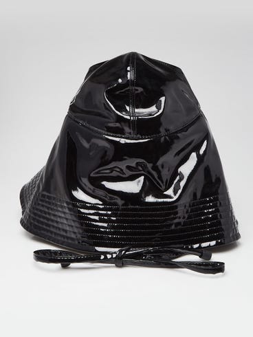 Burberry Black Vinyl Oversized Rain Bucket Hat Size S/M