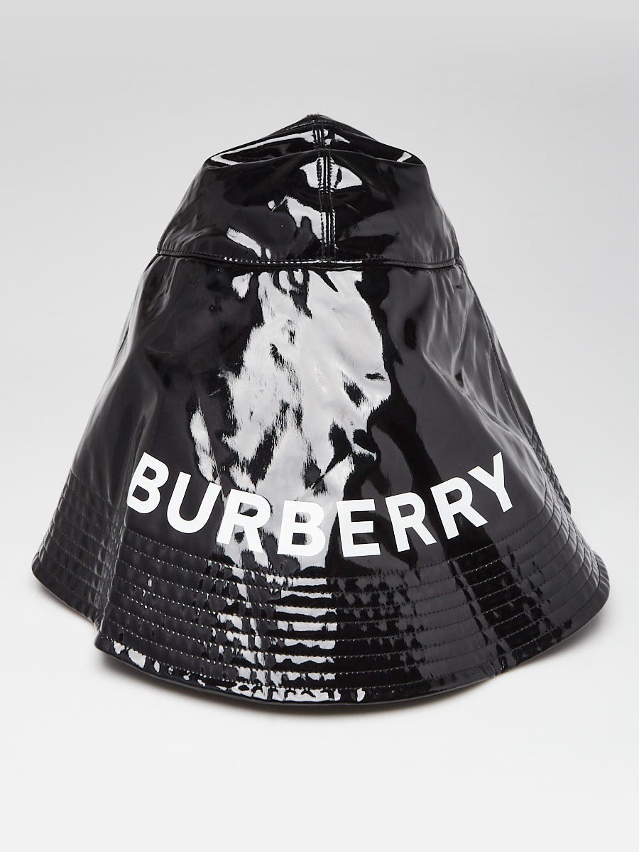 Burberry Black Vinyl Oversized Rain Bucket Hat Size S/M