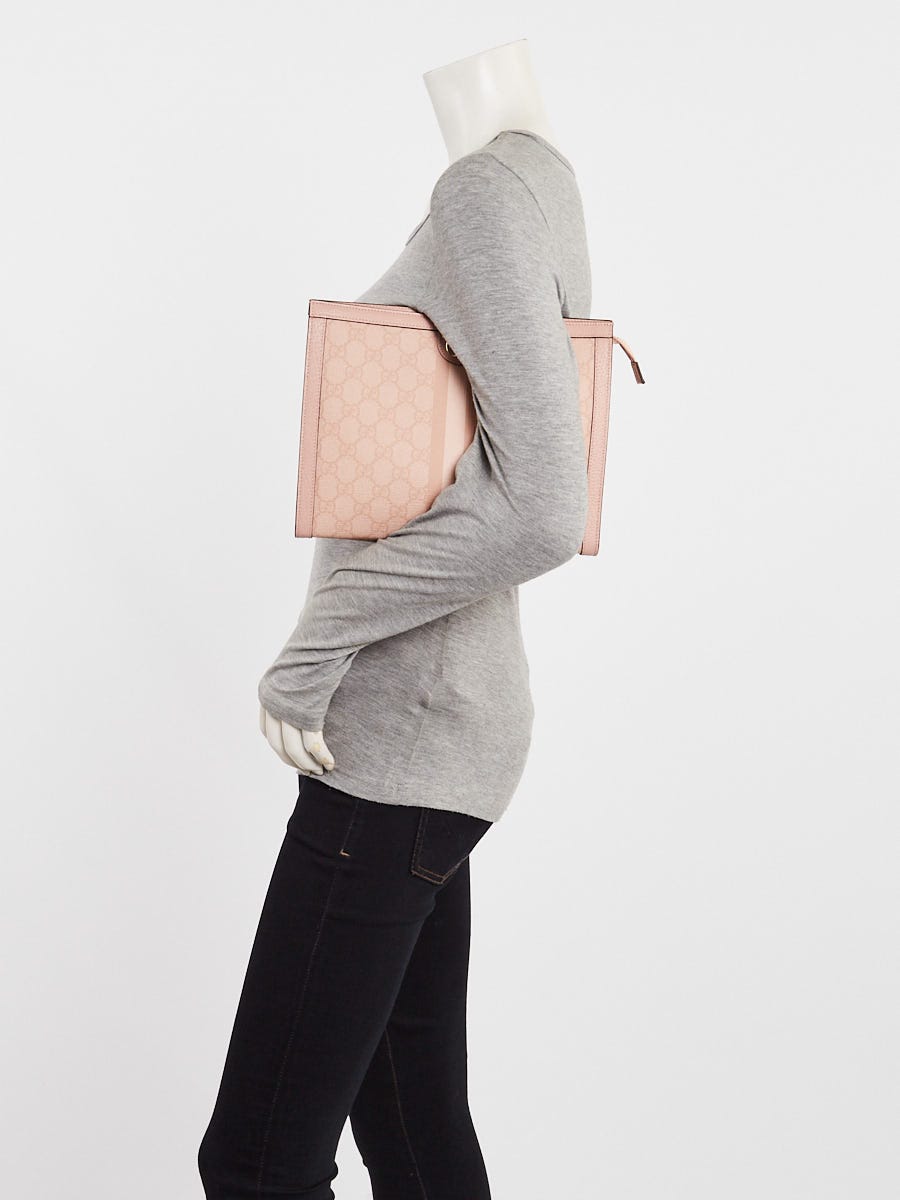 Gucci Pink GG Supreme Canvas Ophidia Toiletry Pouch
