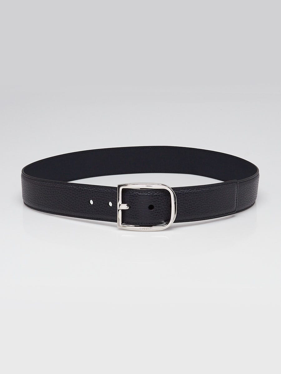 Gucci Dark Blue Grained Leather Belt Size 90/36 | Yoogi's Closet
