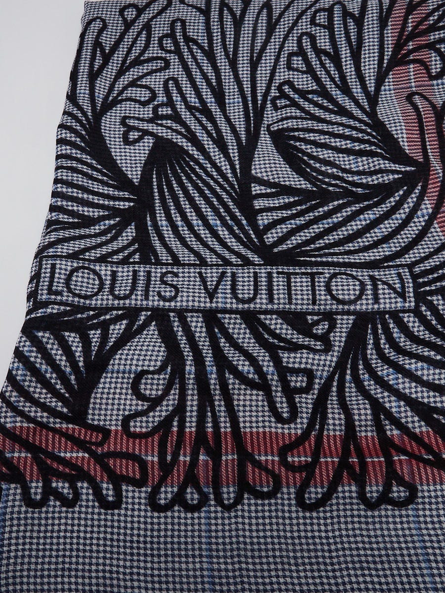 Louis Vuitton Marine Blue Wool Blend Nemeth Ropes Print Stole