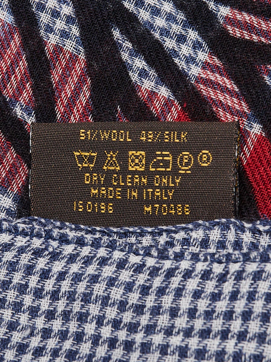 Louis Vuitton Marine Blue Wool Blend Nemeth Ropes Print Stole