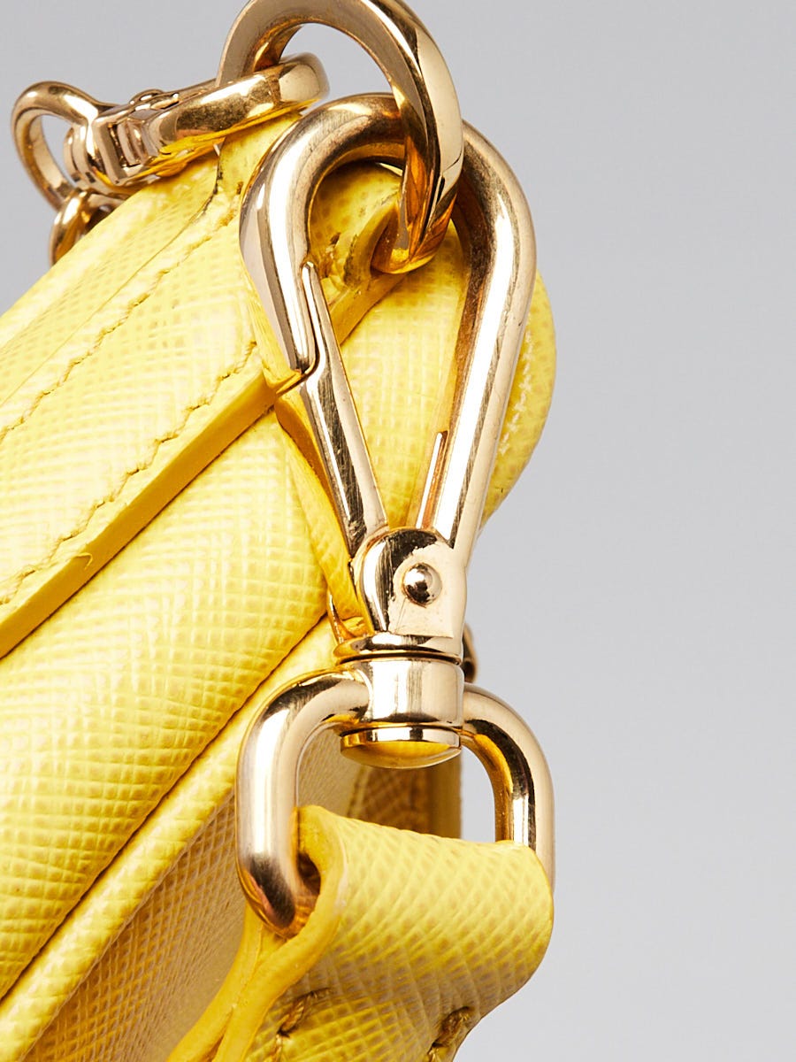 Prada Sole Yellow Saffiano Leather 2005 Re-Edition Shoulder Bag