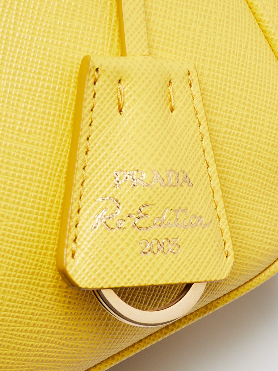 Prada Sole Yellow Saffiano Leather 2005 Re-Edition Shoulder Bag