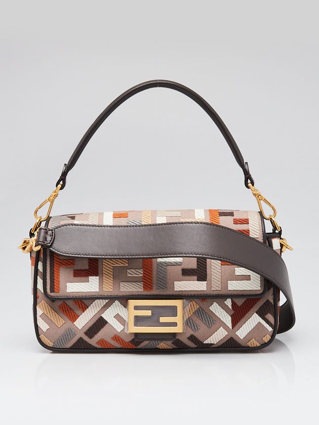 Fendi Ebano Multicolor FF Fabric/Leather Baguette Bag - 8BR600