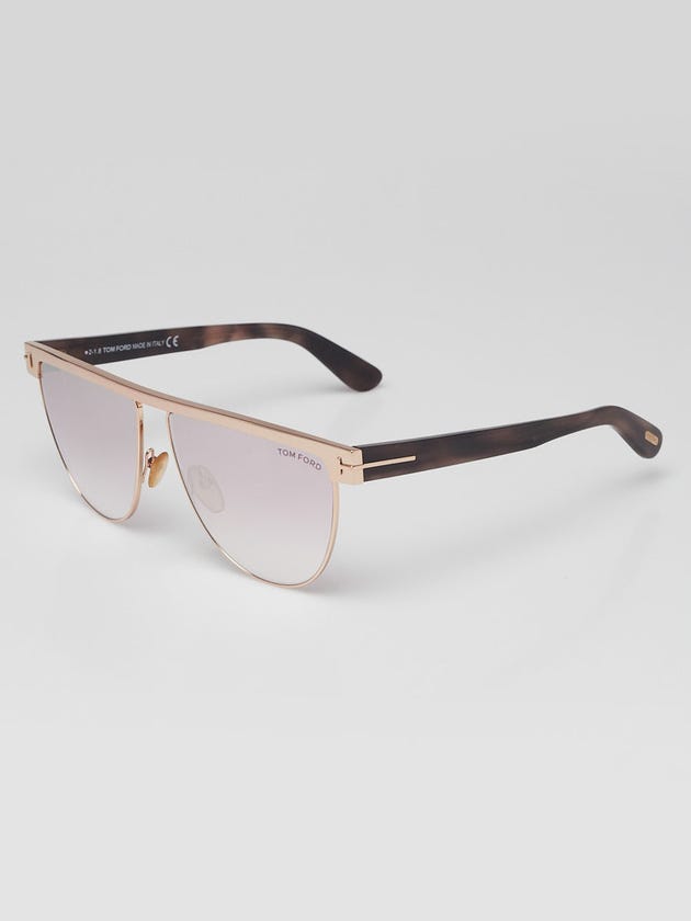 Tom Ford Tortoise Shell and Goldtone Metal Brown Bar Frame Stephanie Sunglasses - TF570