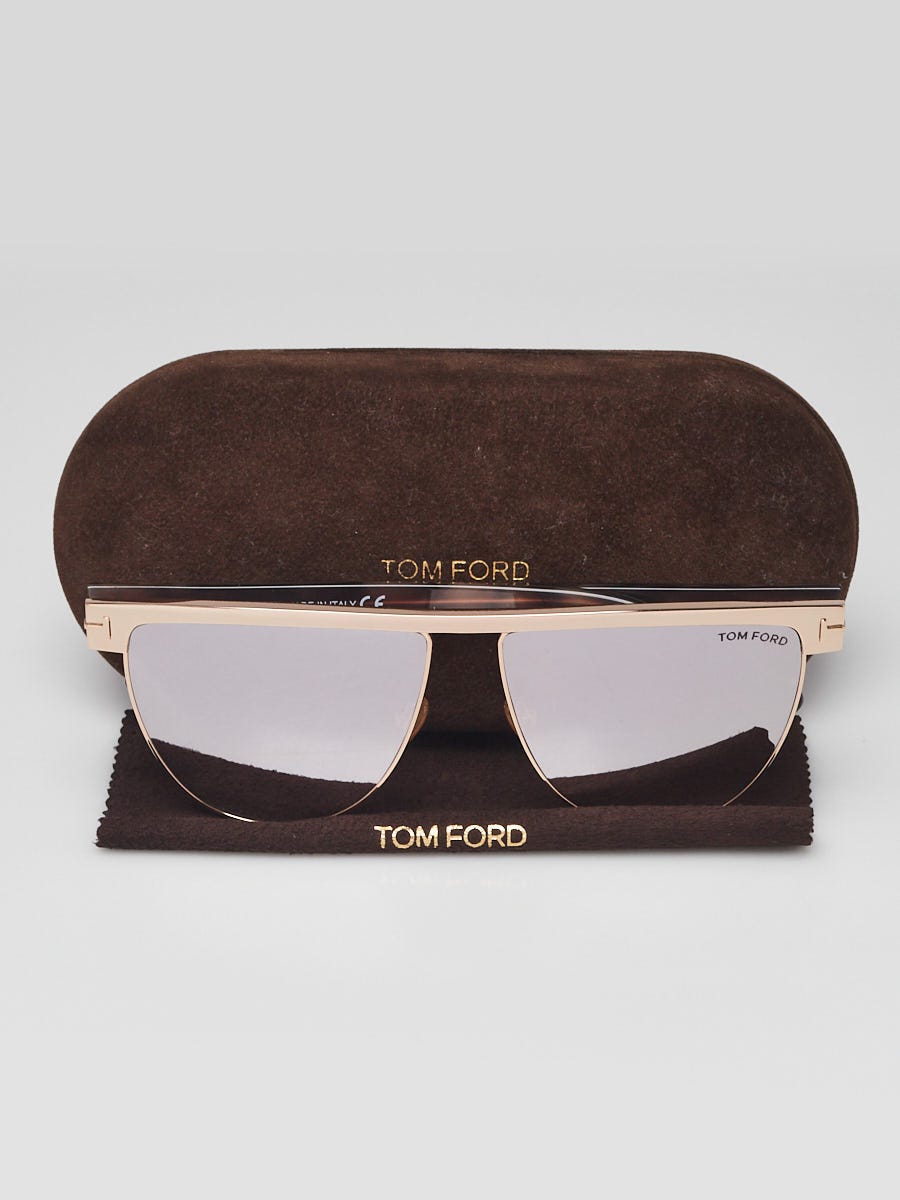 Tom Ford Tortoise Shell and Goldtone Metal Brown Bar Frame Stephanie Sunglasses - TF570