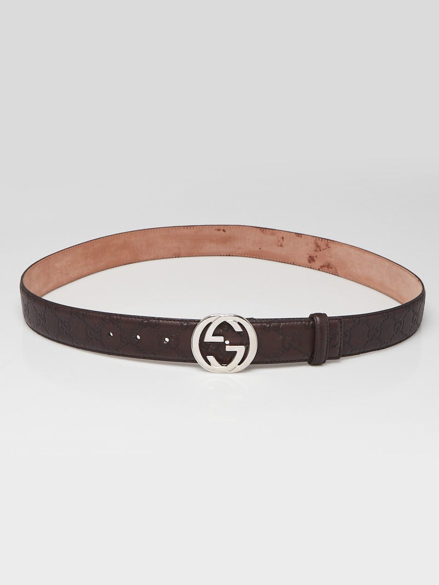 Gucci Brown Guccissima Leather Interlocking G Buckle Belt Size 105
