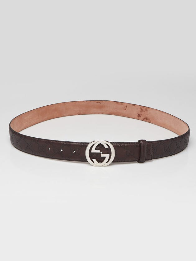 Gucci Brown Guccissima Leather Interlocking G Buckle Belt Size 105/42