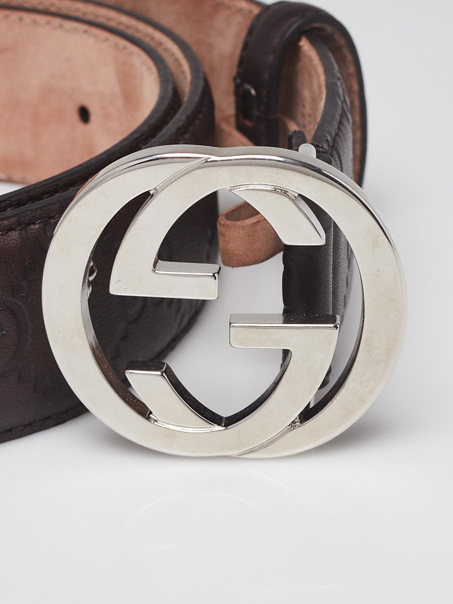 Gucci Brown Guccissima Leather Interlocking G Buckle Belt Size 105