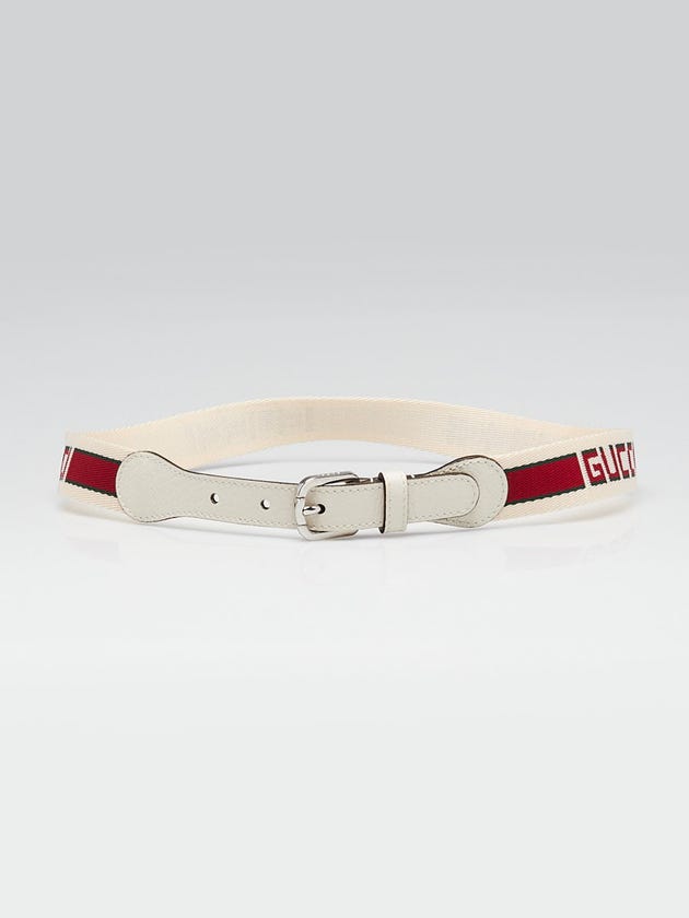 Gucci White/Red/Green Canvas Web Belt Size 80/32