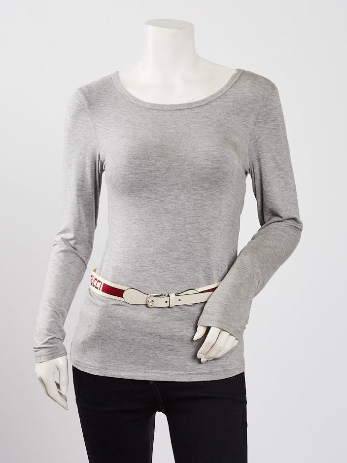 Gucci White/Red/Green Canvas Web Belt Size 80/32