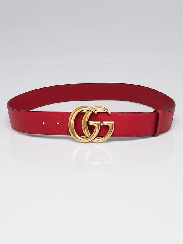 Gucci Red Leather Double G Belt Size 85/34