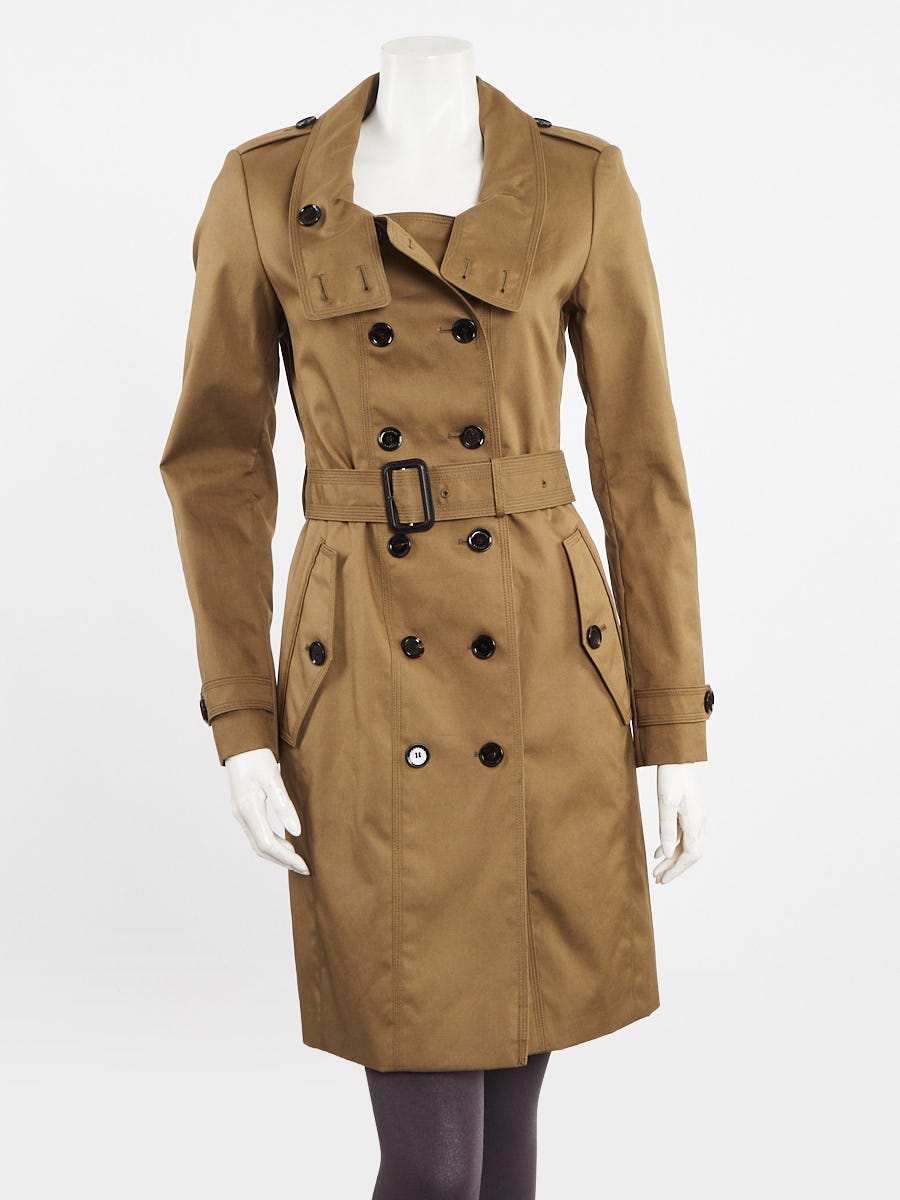 Burberry Aniseed Green Cotton Bevenden Trench Coat Size 4/38