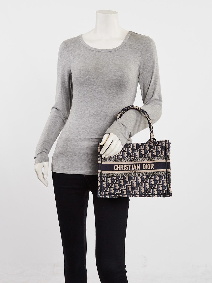 Christian Dior Blue Oblique Canvas Small Book Tote Bag