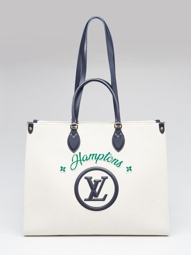 Louis Vuitton Beige Monogram Jacquard Canvas Tufted Hamptons OntheGo GM Bag