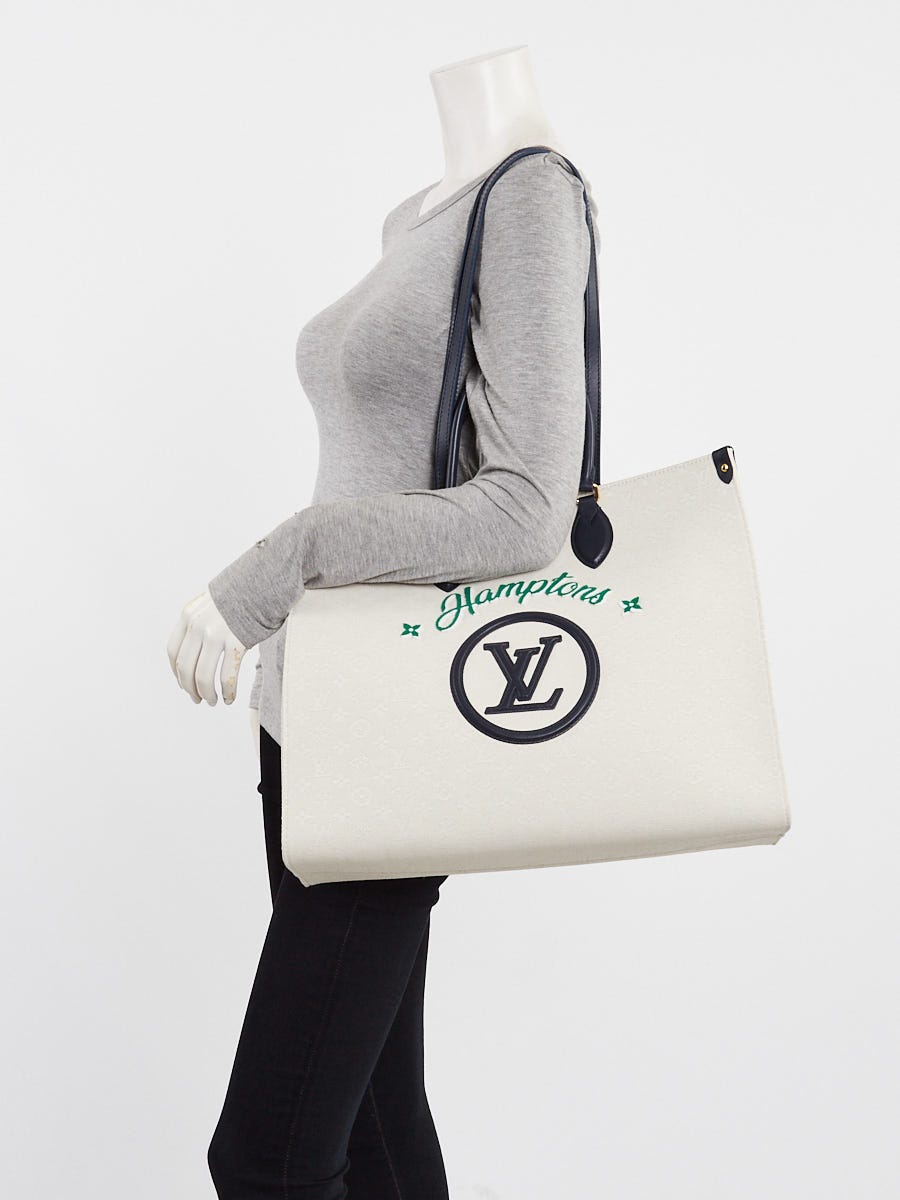 Louis Vuitton Beige Monogram Jacquard Canvas Tufted Hamptons OntheGo GM Bag