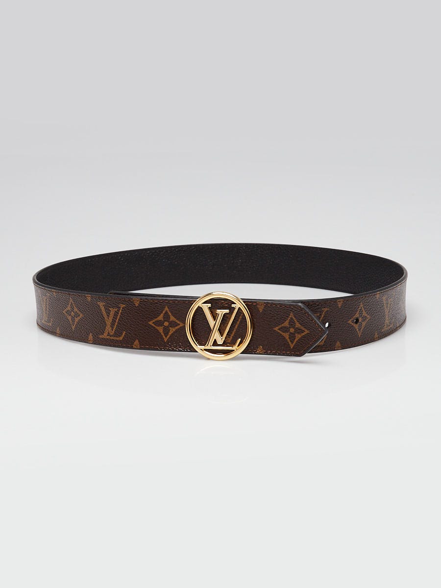 Louis Vuitton Monogram Canvas Black Leather 35 MM LV Circle Reversible Belt Size 85/34