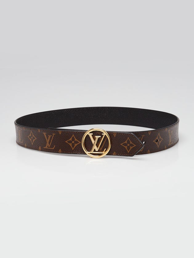 Louis Vuitton Monogram Canvas Black Leather 35 MM LV Circle Reversible Belt Size 85/34