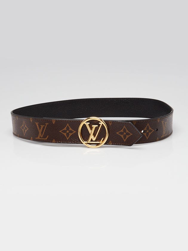 Louis Vuitton Monogram Canvas Black Leather 35 MM LV Circle Reversible Belt Size 75/30