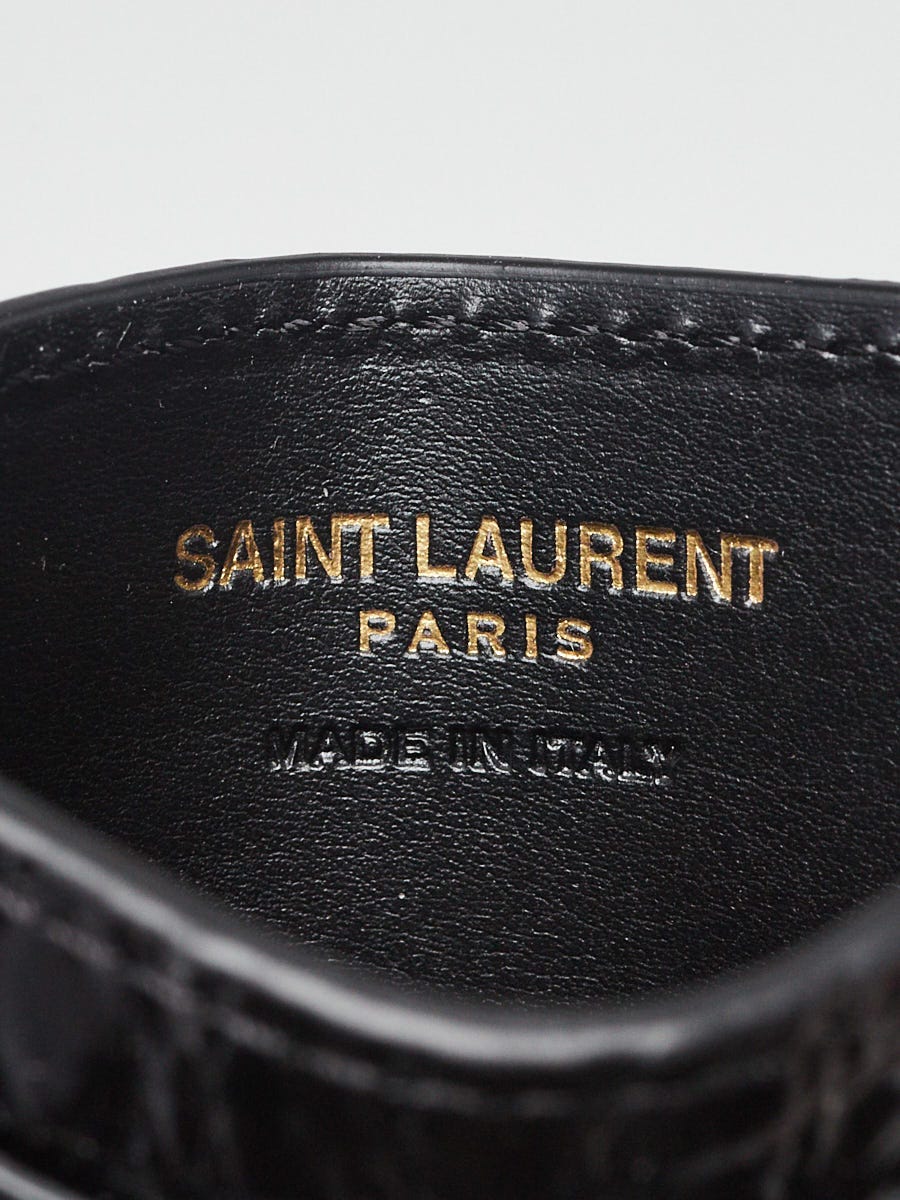 Yves Saint Laurent Black Crocodile Embossed Patent Leather Card