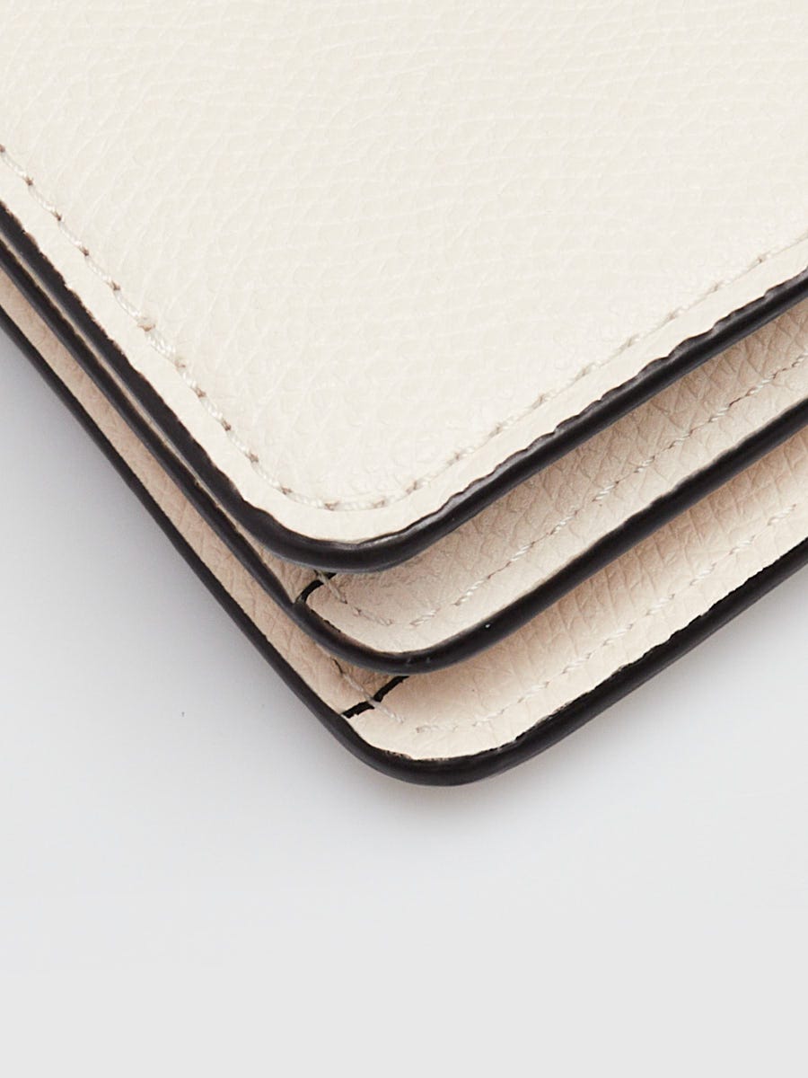 Valentino White Pebbled Leather VLogo Wallet On Chain Bag