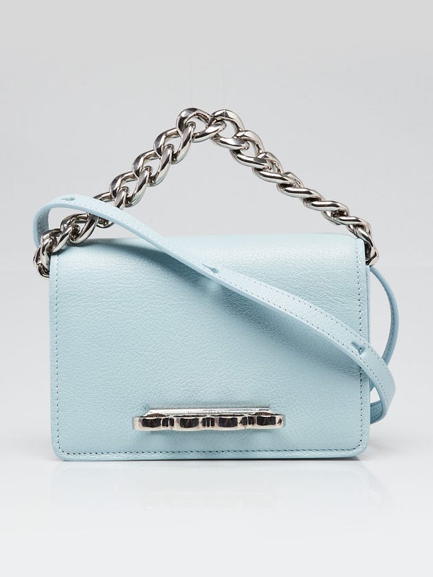 Alexander McQueen Light Blue Leather Four Ring Crossbody Bag