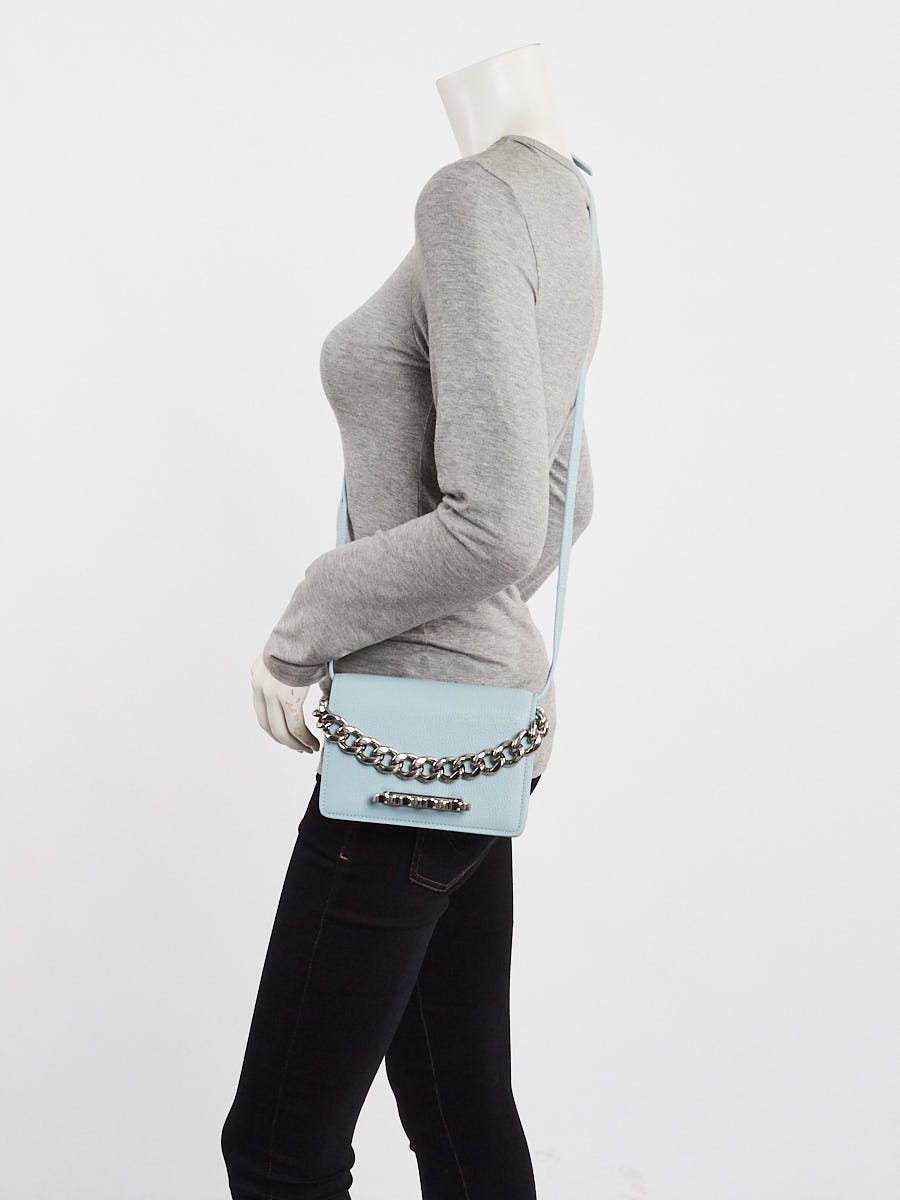 Alexander McQueen Light Blue Leather Four Ring Crossbody Bag
