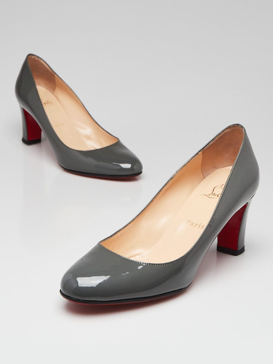 Christian Louboutin Grey Patent Leather Mistica Low-Heel Pumps