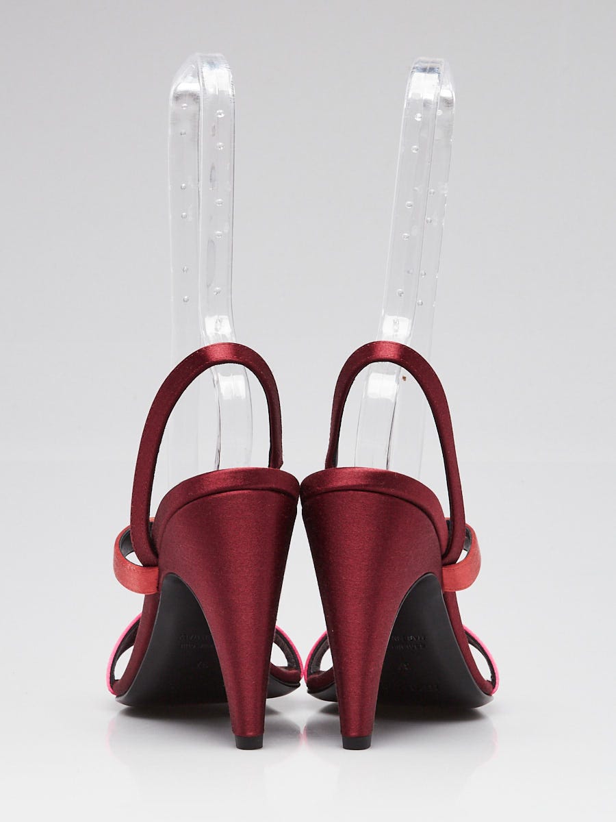 Hermes Multicolor Rose Magenta Satin Glamour 95 Sandals Size 6.5