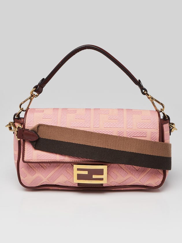 Fendi Pink FF Cotton Canvas Medium Baguette Bag - 8BR600
