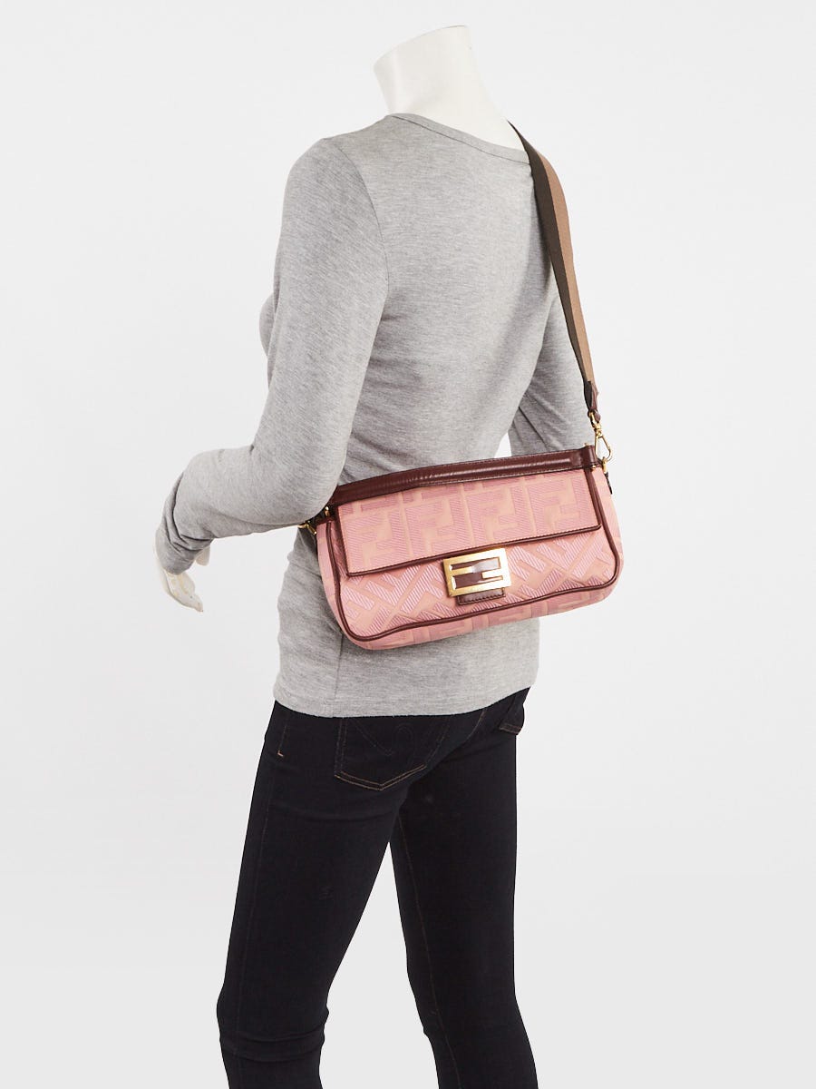 Fendi Pink FF Cotton Canvas Medium Baguette Bag - 8BR600